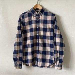 J.CREW Sz S Slim Oxford Blue Plaid Flannel Shirt